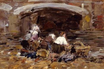 尤金 佈丹 Laundresses near a Bridge 尤金 佈丹 Laundresses near a Bridge